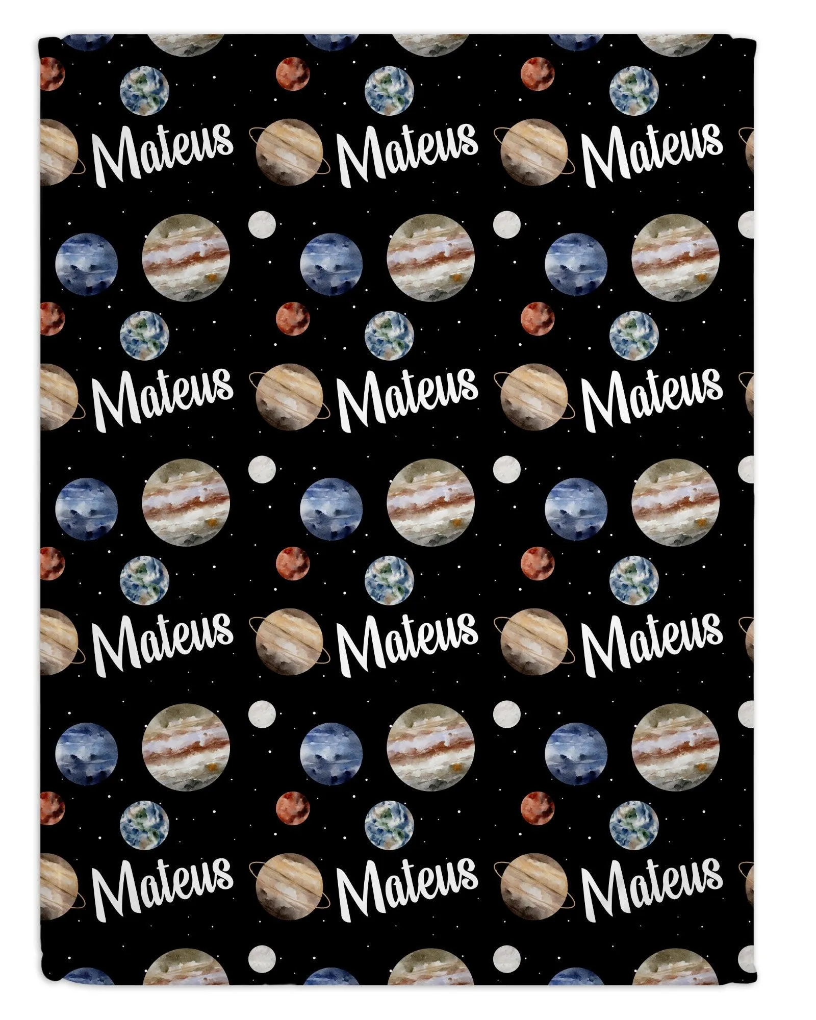 Outer Space/ Planets Personalized Minky Blanket
