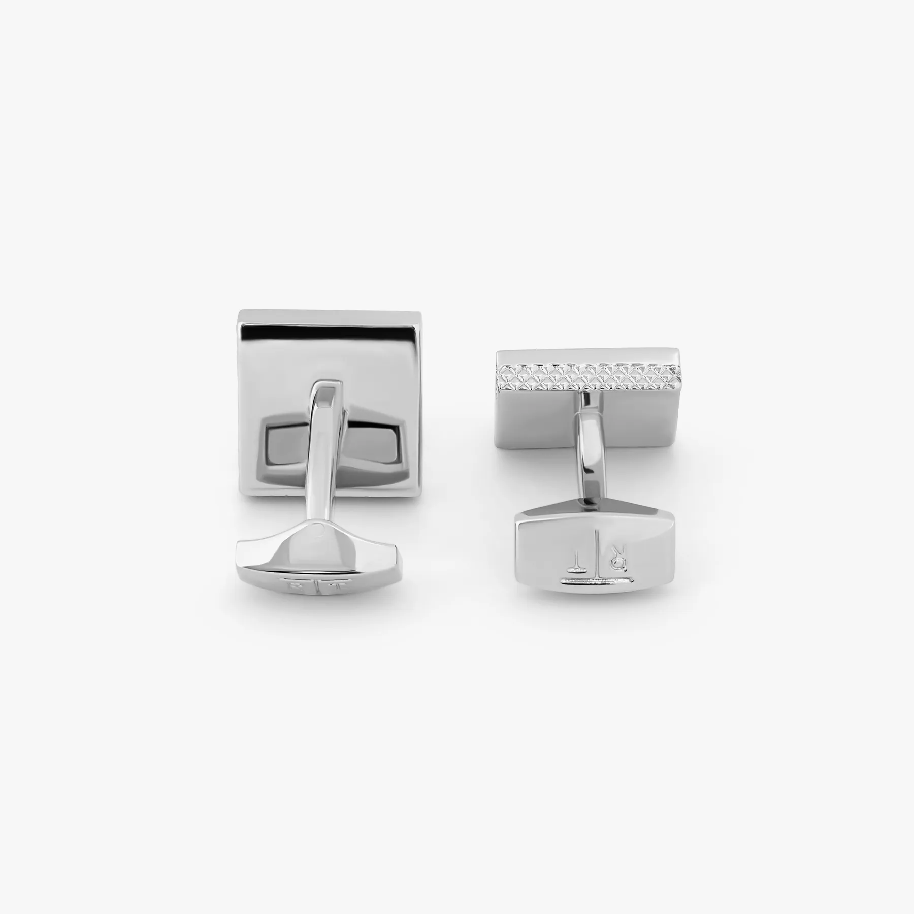 Palladium plated Geometric cufflinks with blue enamel