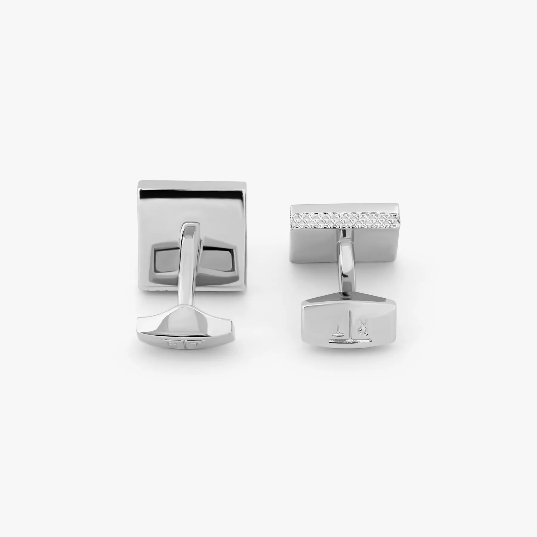 Palladium plated Geometric cufflinks with grey enamel