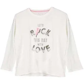 Pepe Jeans Girls White 'Lets Rock this Day with 'LOVE' T-Shirt