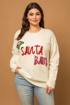 Plus Size "Santa Baby" Crew Neck Pullover Sweater