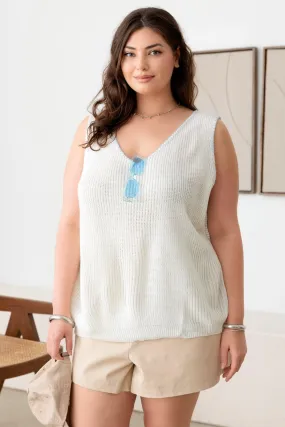 Plus Size Relax Fit Sleeveless Stitch Sweater Tank Top