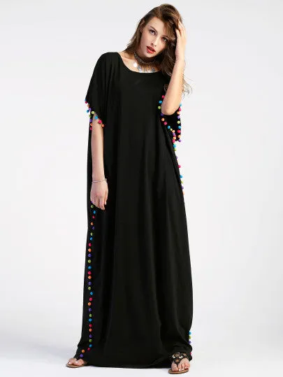 Pom Pom detail long maxi dress