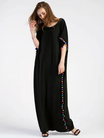 Pom Pom detail long maxi dress