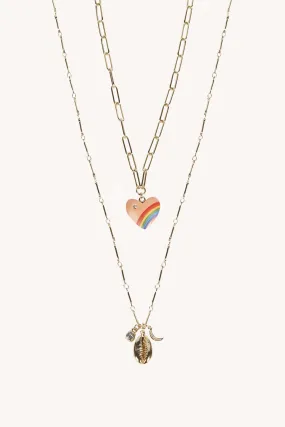 Rainbow Heart Layer Necklace