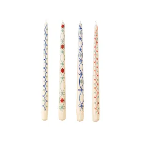 Ribbon Hand-Painted Taper Candles (Set of 4)