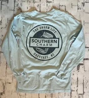 Southern Charm "70s Station" Long Sleeve T-shirt - Chambray Blue