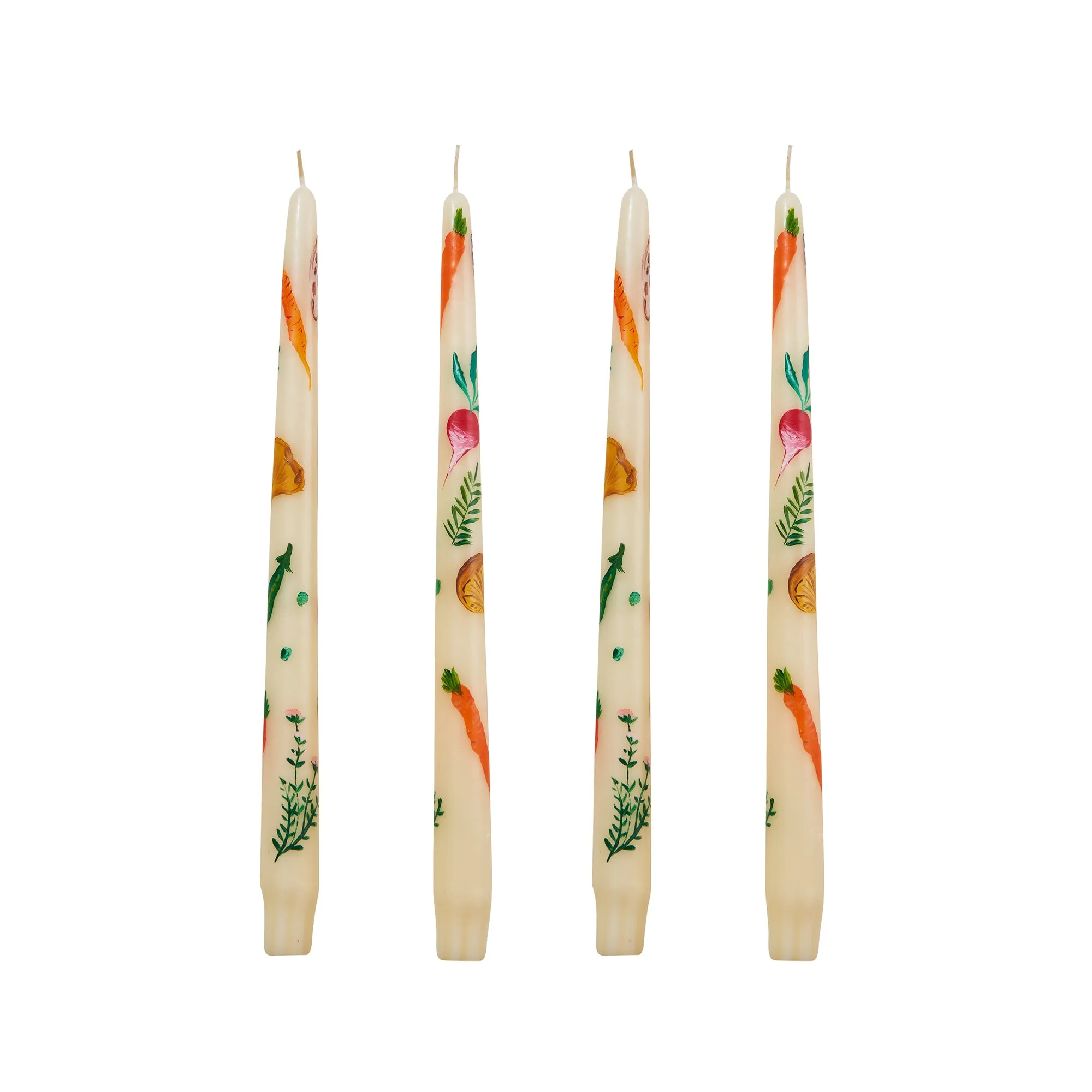 Still Life Hand-Painted Veggies Taper Candles (Set of 4)