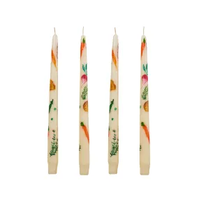Still Life Hand-Painted Veggies Taper Candles (Set of 4)