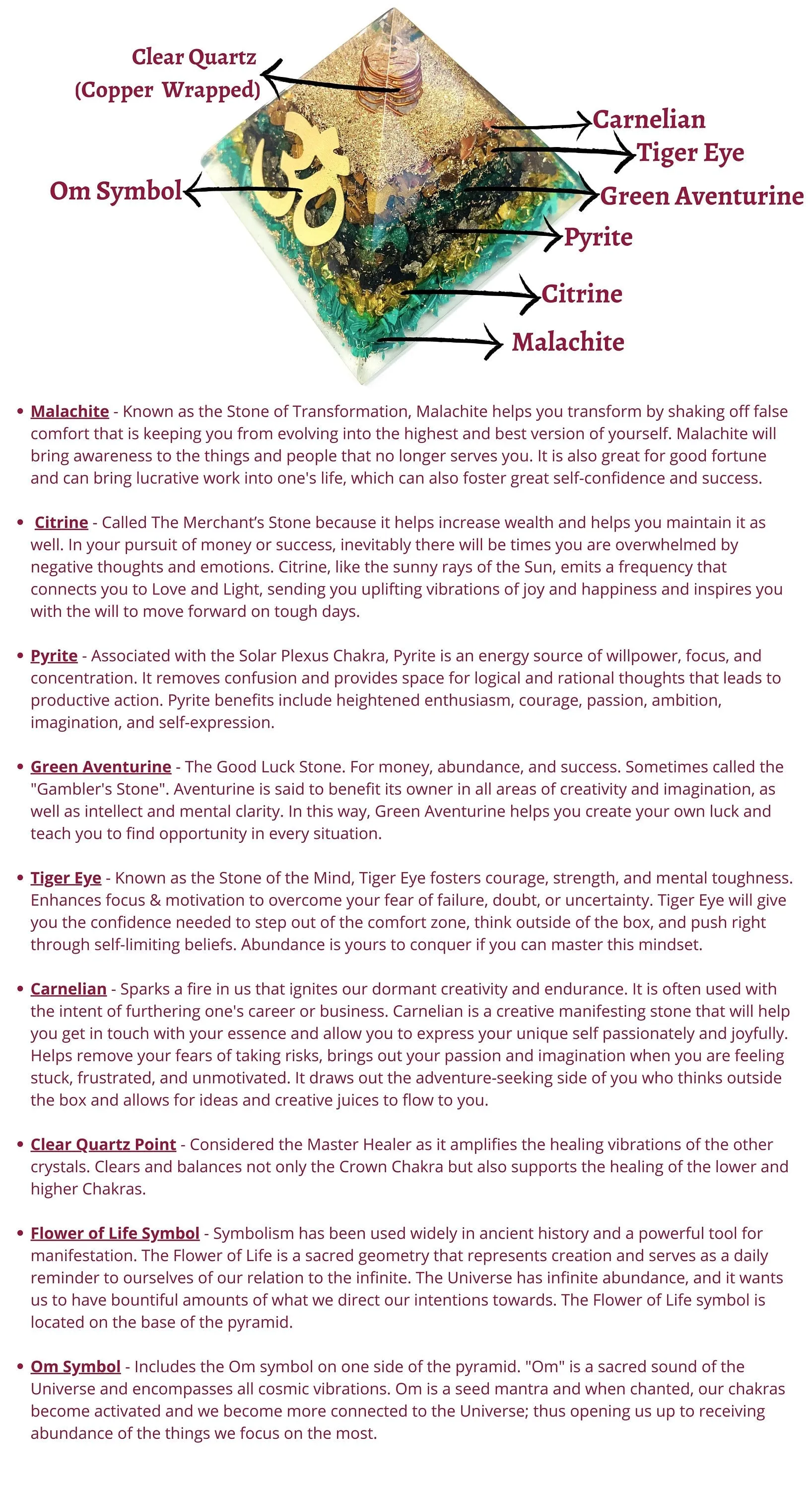 Success Willpower Confidence Crystal Orgone Pyramid EMF | Law of Attraction Manifestation | Money Magnet Energy Generator Wealth Crystals