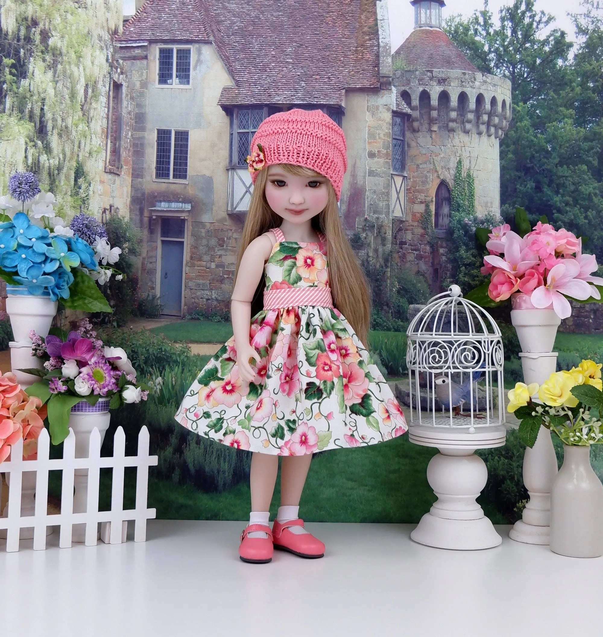 Sunrise Pansies - dress and sweater set with shoes for Ruby Red Fashion Friends doll