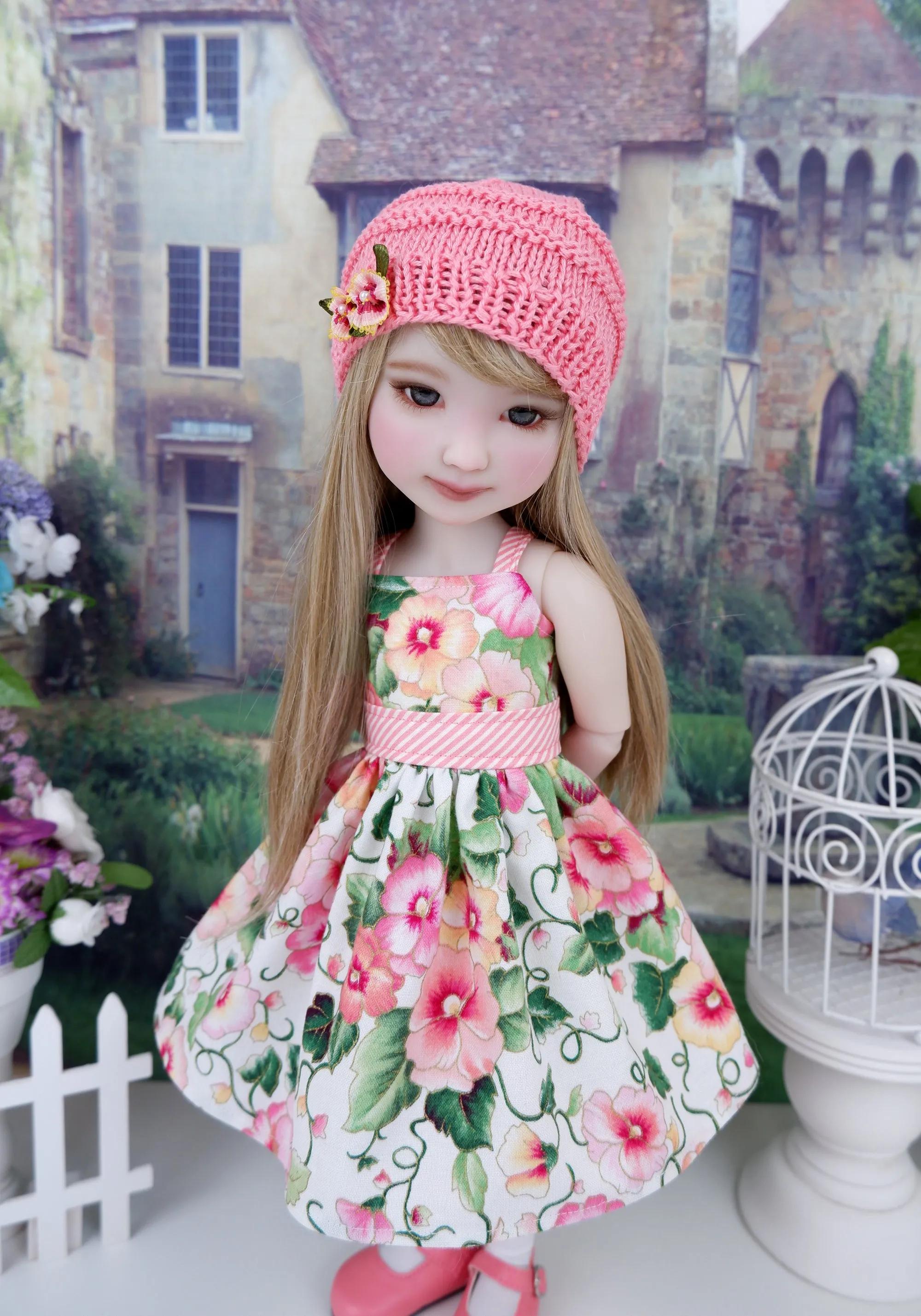 Sunrise Pansies - dress and sweater set with shoes for Ruby Red Fashion Friends doll
