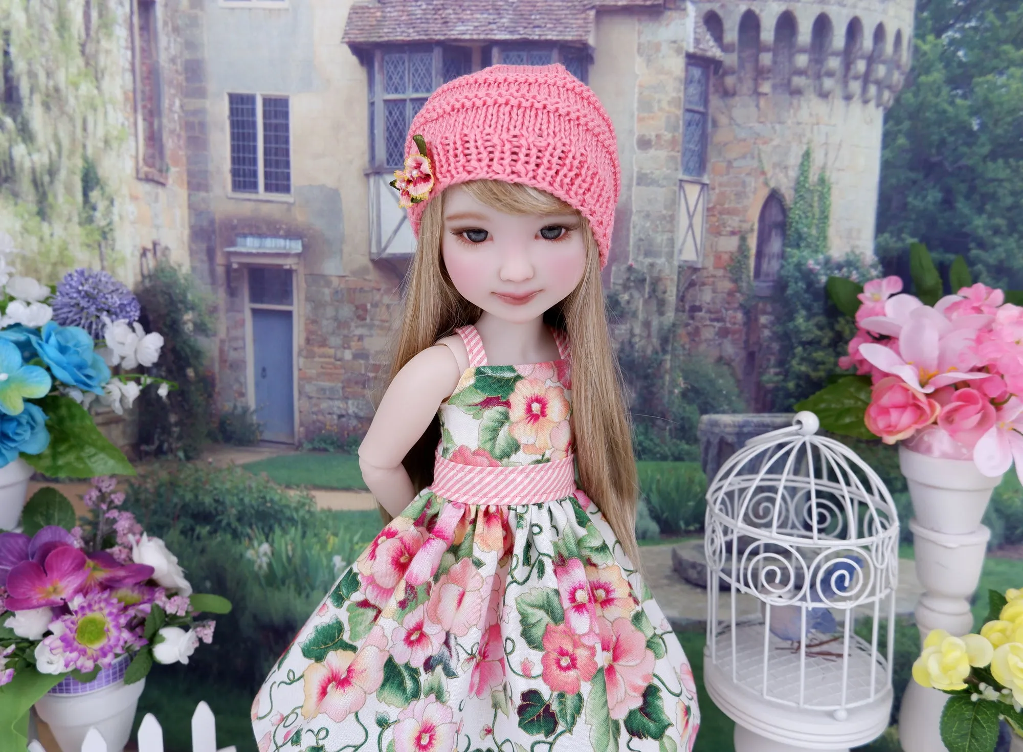 Sunrise Pansies - dress and sweater set with shoes for Ruby Red Fashion Friends doll