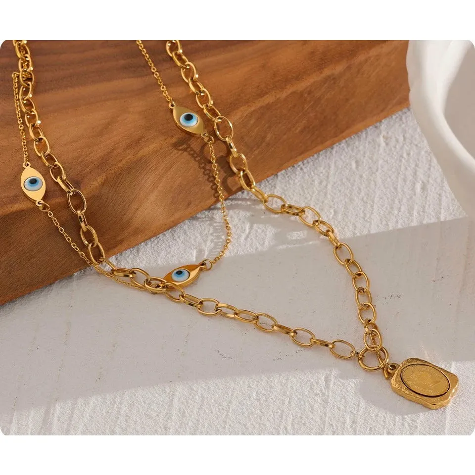 Trilogy Evil Eye Gold Layered Necklace