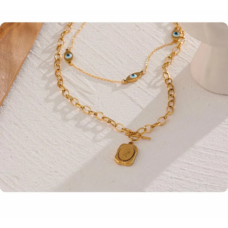 Trilogy Evil Eye Gold Layered Necklace