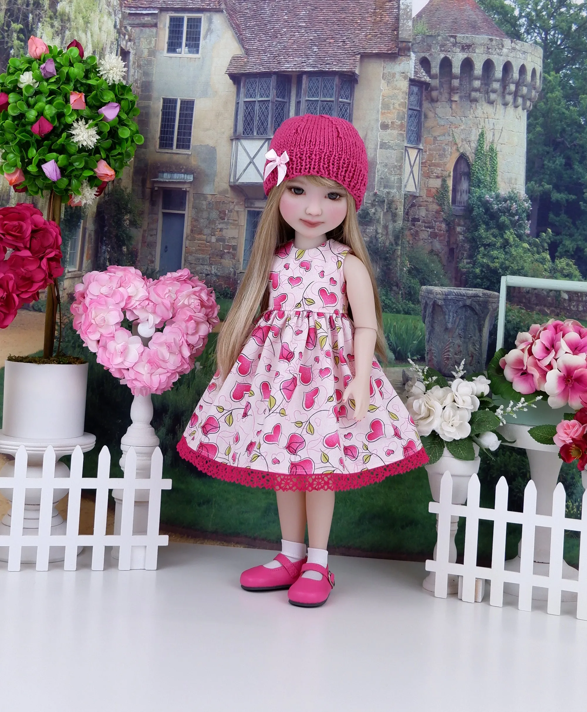 Valentine Flowers - dress and sweater set with shoes for Ruby Red Fashion Friends doll