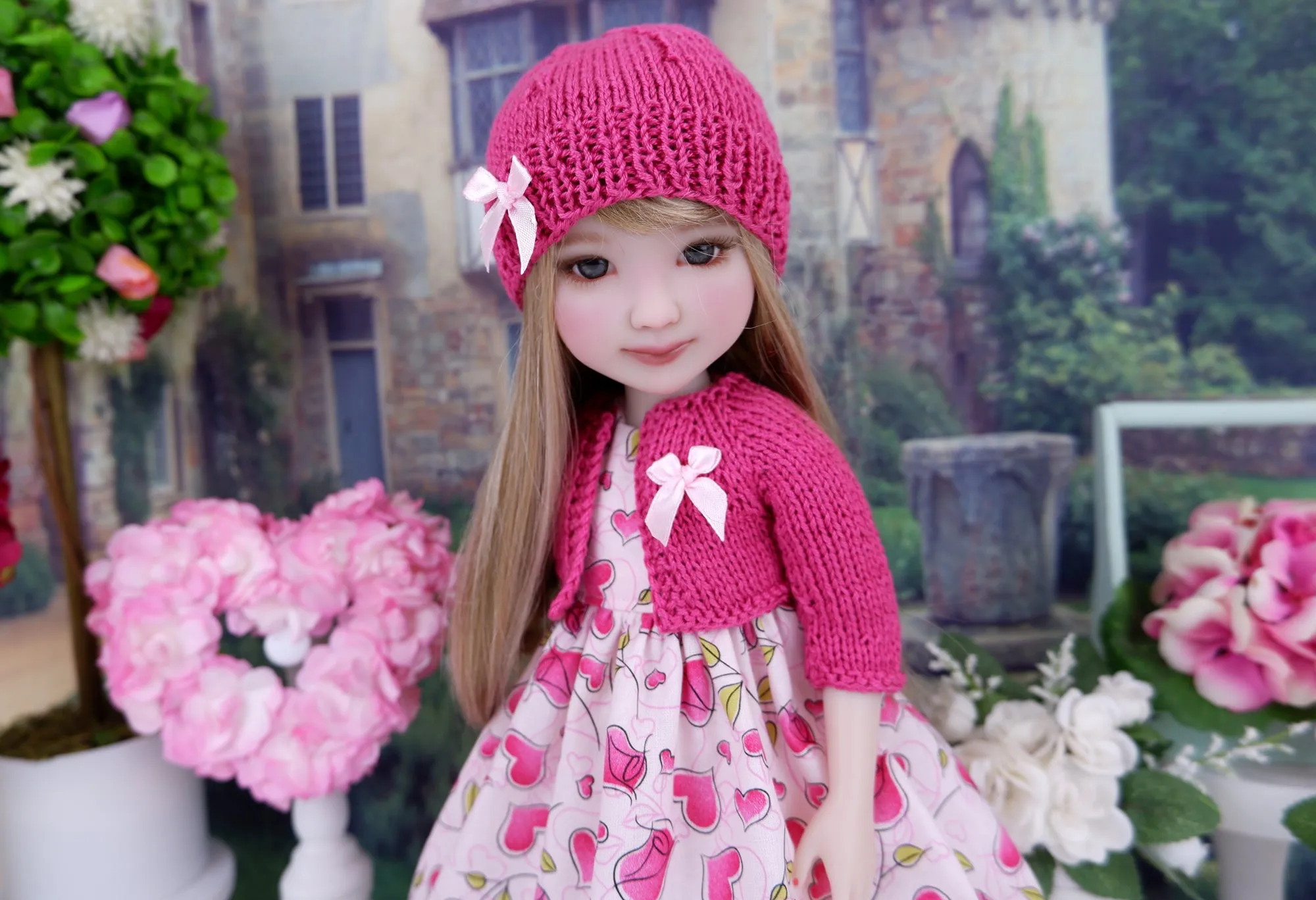 Valentine Flowers - dress and sweater set with shoes for Ruby Red Fashion Friends doll