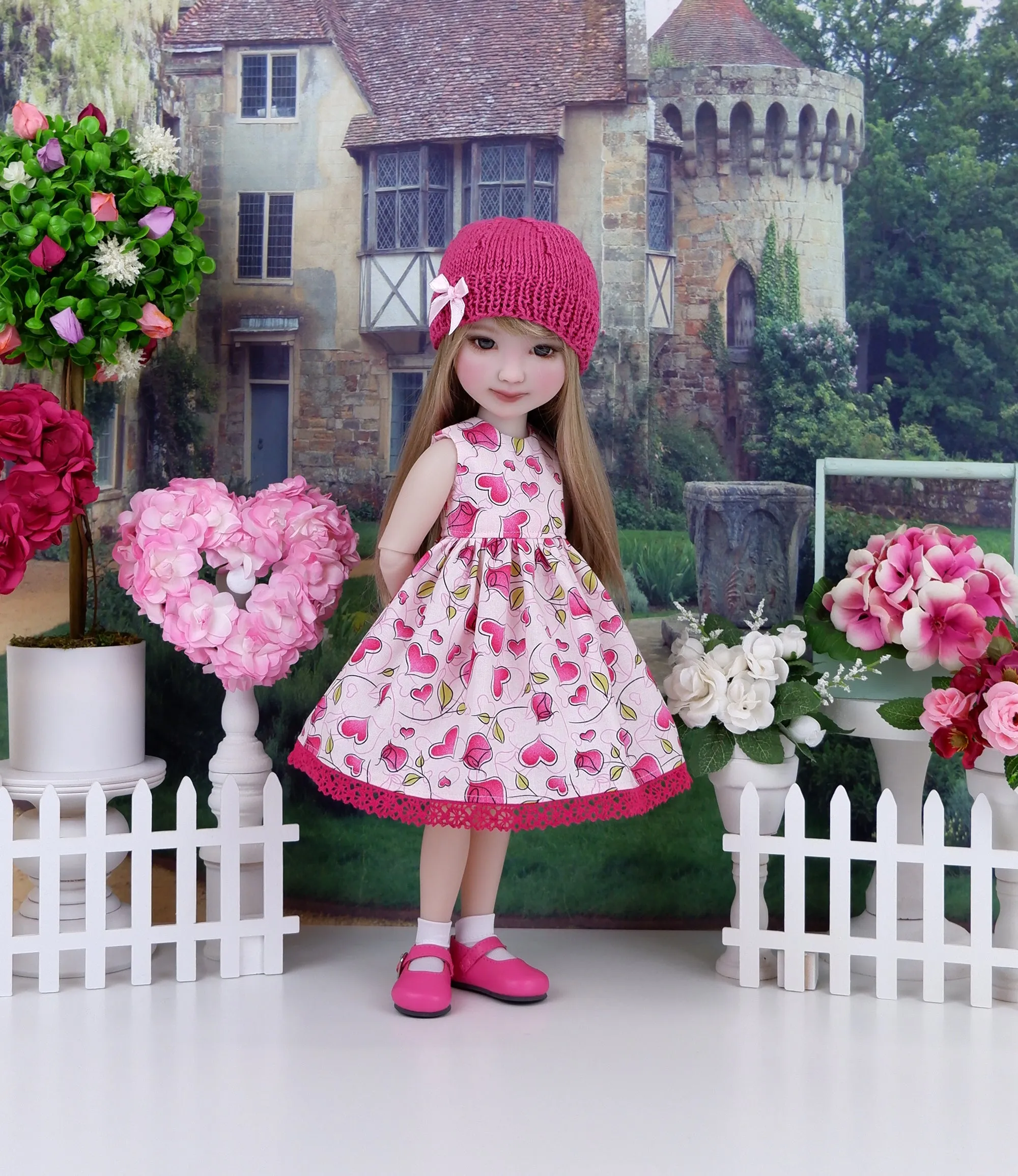 Valentine Flowers - dress and sweater set with shoes for Ruby Red Fashion Friends doll
