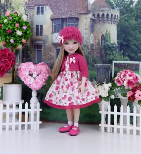 Valentine Flowers - dress and sweater set with shoes for Ruby Red Fashion Friends doll