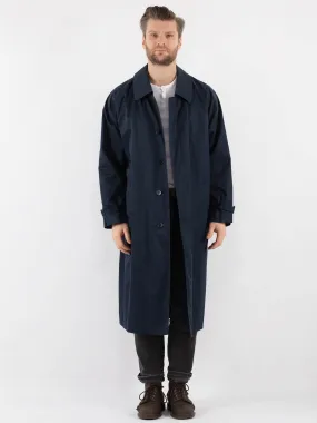 Vintage 80's Men Mac Coat in Blue