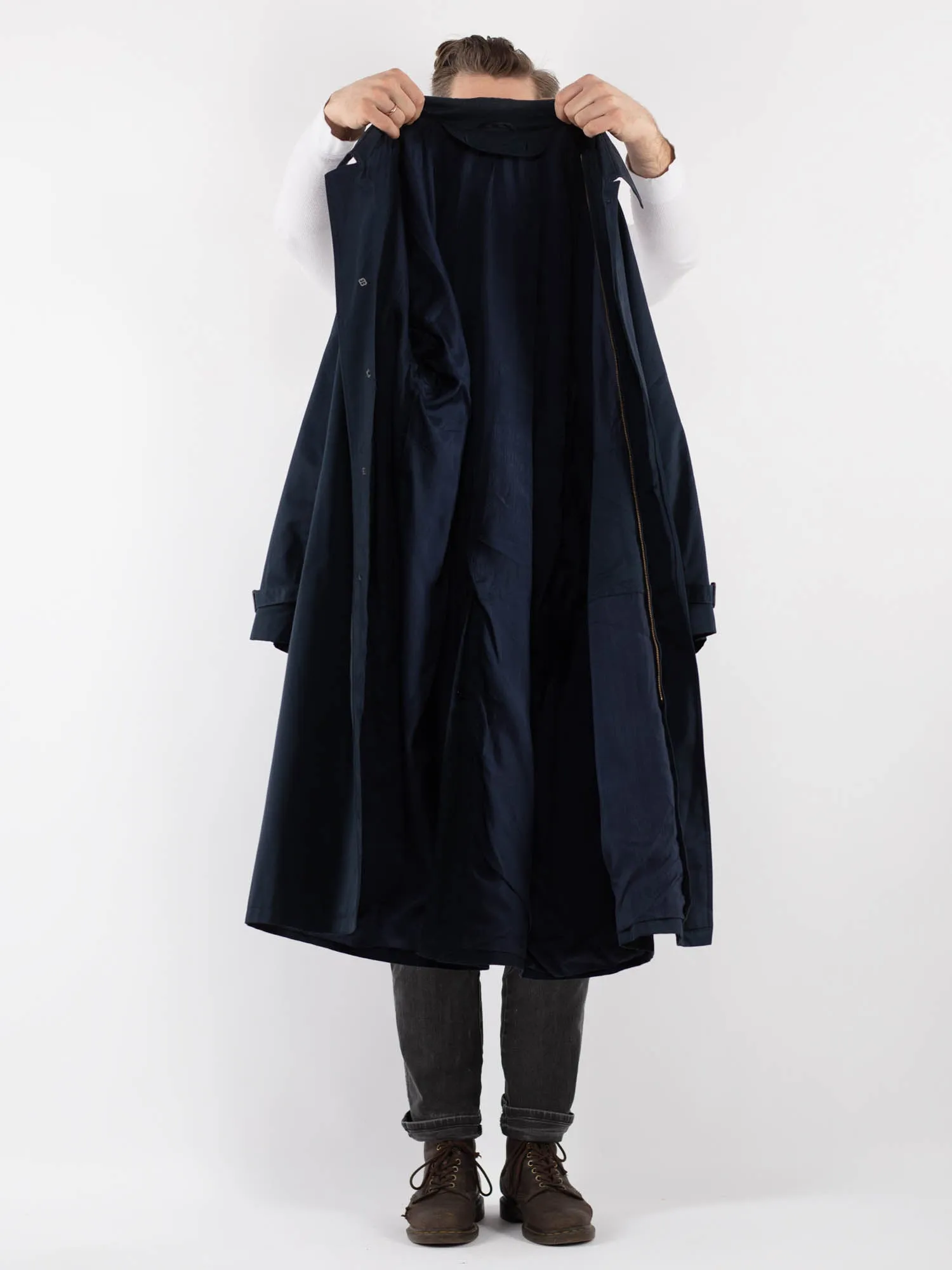 Vintage 80's Men Mac Coat in Blue