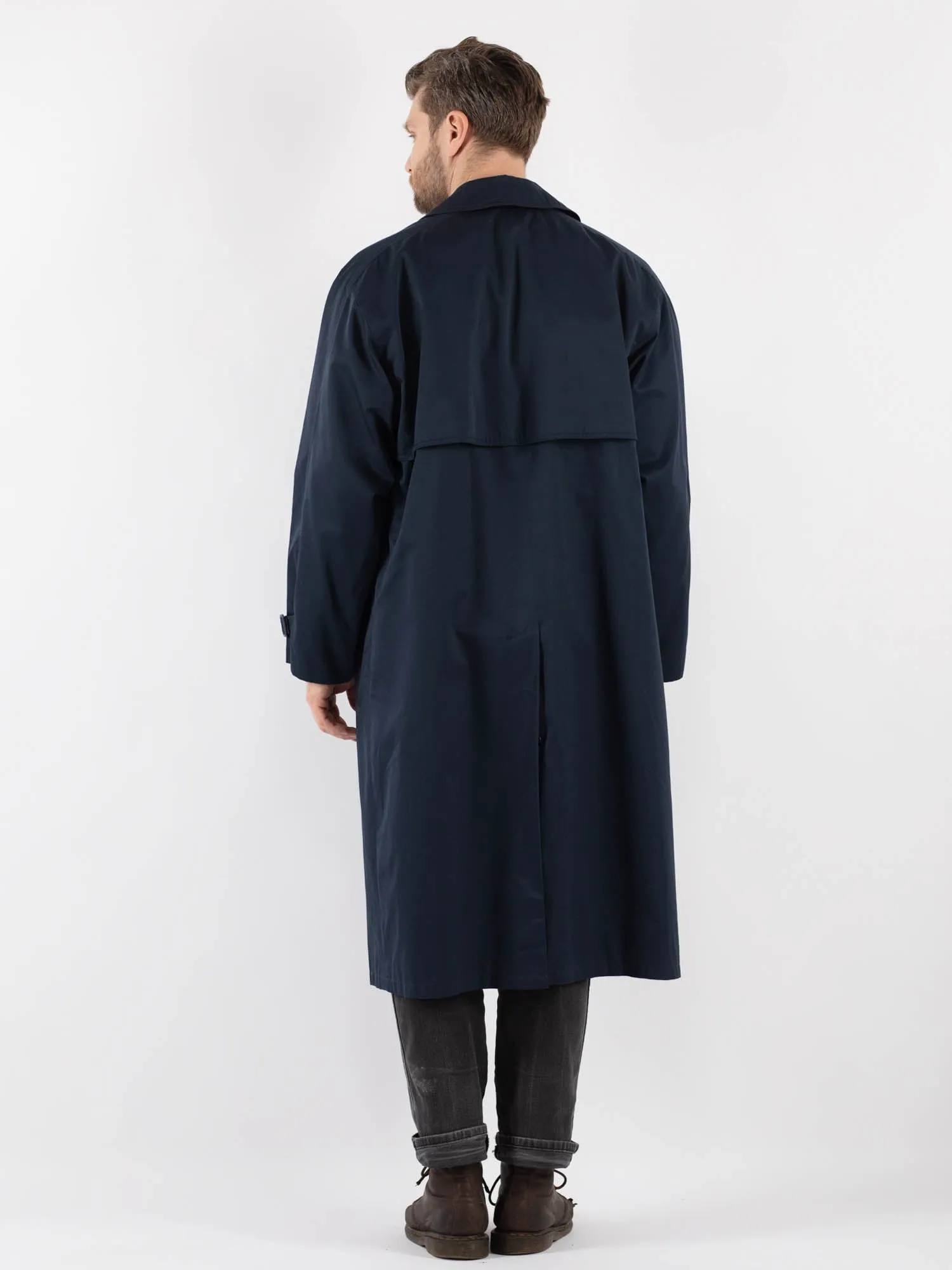Vintage 80's Men Mac Coat in Blue