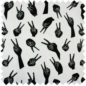 White Peace Hands Fabric