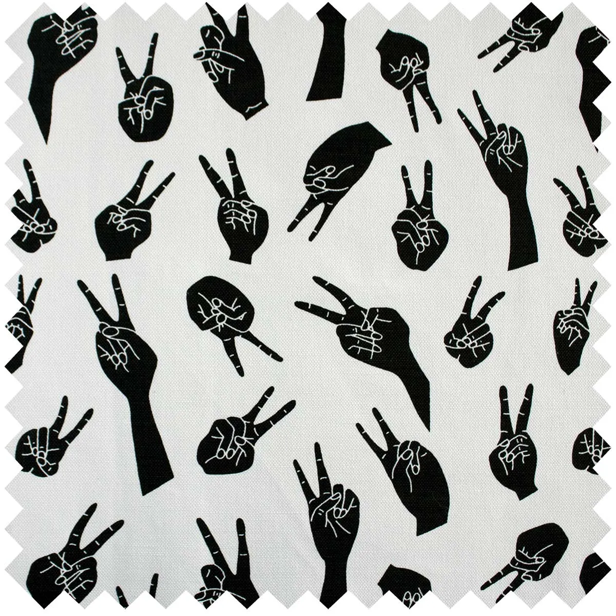 White Peace Hands Fabric