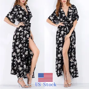 Women's Floral Print Long Maxi Dress