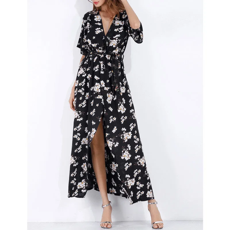 Women's Floral Print Long Maxi Dress